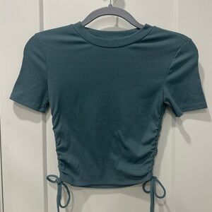 ZARA Teal Cinched Tie Top - Size Small